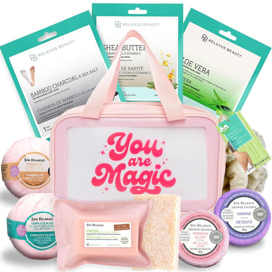 Spa Gift Baskets For Women - Premium Spa Gifts For Women With Cosmetic Bag, Bath Bombs, Handmade Spa Gift Set & Gift Boxes For Women - Mom Gifts, Birthday Gift Basket For Women