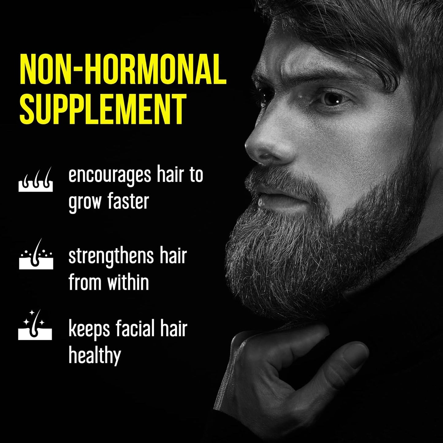 Beard Grow XL - Vegan Hair Growth Supplement for a Faster, Thicker, Fuller Beard - Enhances Your Grooming Kit