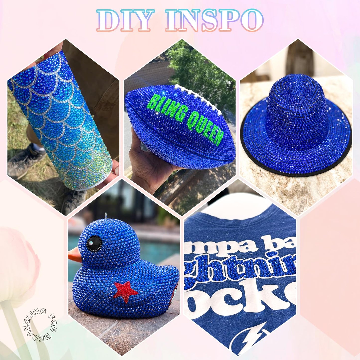 30000Pcs Resin Royal Blue Rhinestones for Bedazzling Crafting with b7000 Jewelry Glue, Bulk Flatback Gems Bedazzler Kit for Crafts Clothes Shoes Fabric Nail Diamond Art, Assorted Size 2/3/4/5/6mm