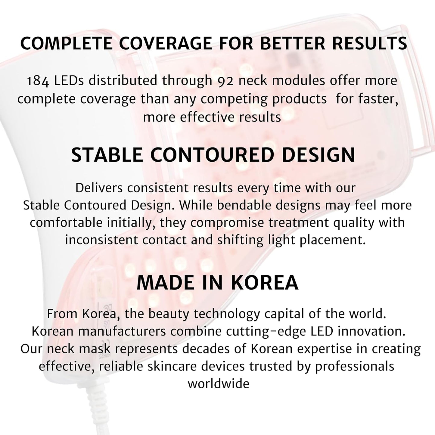 LED Red Light Therapy Neck Mask Glowing Skin Anti-Wrinkle Anti-Aging Smoother Firmer Neck Skin Care at Home. Made in S.Korea