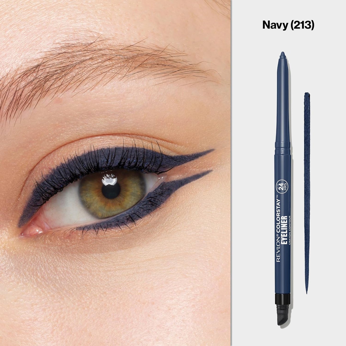 REVLON ColorStay Pencil Waterproof Eyeliner, Smudge-Proof, Eye Makeup with Built-In Sharpener, 213 Navy, 0.01 oz