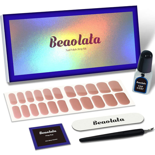 Nail Polish Strips, 44PCS Salon Quality Wraps with Top Coat, Long Lasting Gel Nail Stickers for Women Easy Apply& Remove (Nude Pink) | alldaygood beauty