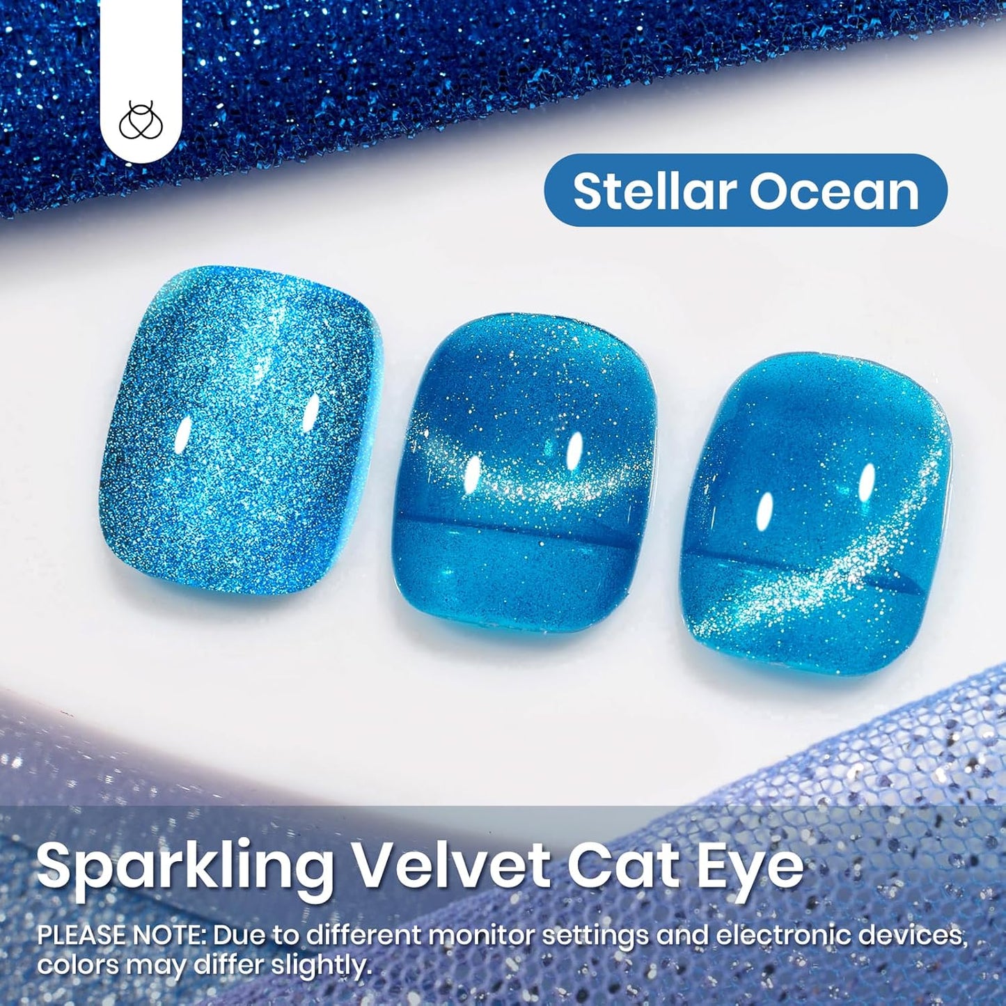 Beetles Blue Cat Eye Gel Polish, 15ML Blue Cat Eye Glitter Gel Polish with Magnet Shimmer Velvet Gel Soak Off UV Stellar Ocean Collection French Nail Art Design Manicure Summer Gifts for Women