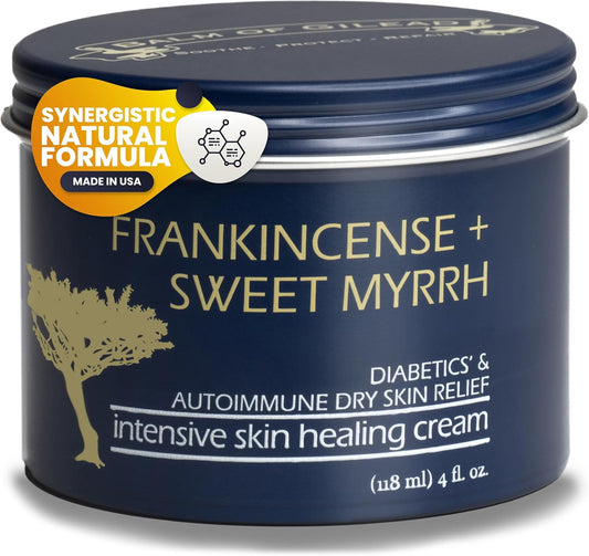 BALM OF GILEAD Foot Healing Cream – Frankincense & Sweet Myrrh Moisturizer for Sensitive Skin - Relieving Foot Therapy & Diabetic Skin Healing - Deeply Nourishing & Synergistic Cream | alldaygood beauty