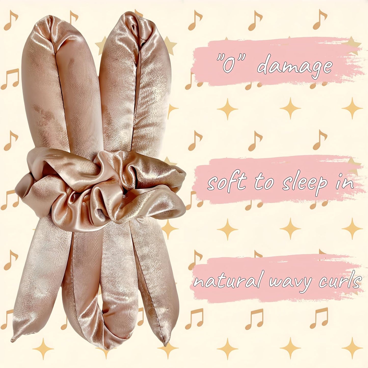 Serenade Sparkling Satin Heatless Curls Overnight, Heatless Hair Clurer Curling Rod Headband, No Heat Curling Rod Hair Roller for Women and Girls to sleep in, Pink