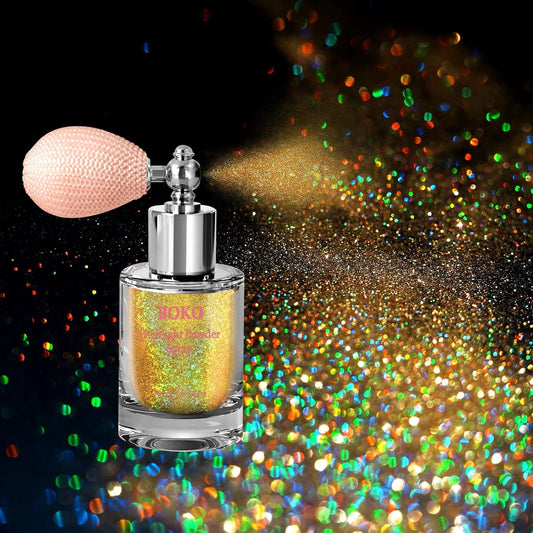 Boko Body Glitter Spray, Holographic Gold Glitter Spray for Body Face Hair Nail Clothes, Hair Glitter Spray Body Shimmer Powder for Highlighter Makeup Mardi Gras Concert Party Rave Accessories | alldaygood beauty