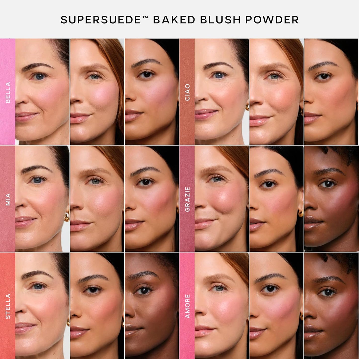 Saie SuperSuede Baked Blush - Talc-Free Powder Blush for All Day Wear - Enriched with Plant-Derived Squalane + Glycerin to Help Moisturize Dry Skin - Stella (0.1 Ounce)