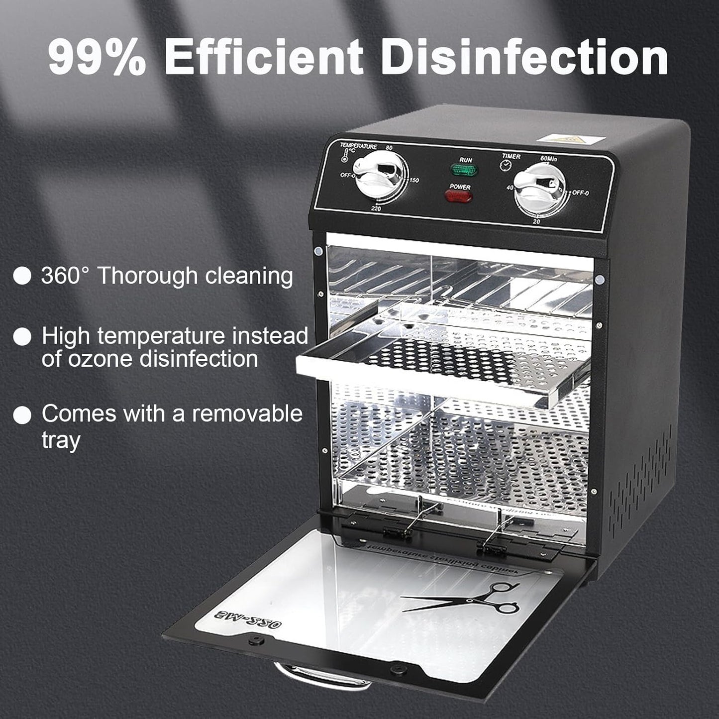 Nail Tool Sterilizer with Timer 8L Multifunctional High Temperature Dry Box Stainless Steel with 1 Stainless Tray for Nail Tools, Tweezers, Other Metal Equipment