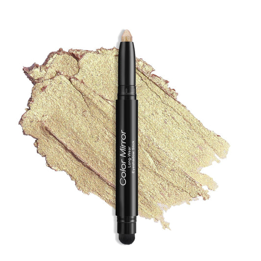 Cream Waterproof Hypoallergenic Eyeshadow Stick, long wear Metallic Glitter Matte Eye Shadow Pencil With Makeup Brush, Eye Brightener, 53 Gold Metallic | alldaygood beauty