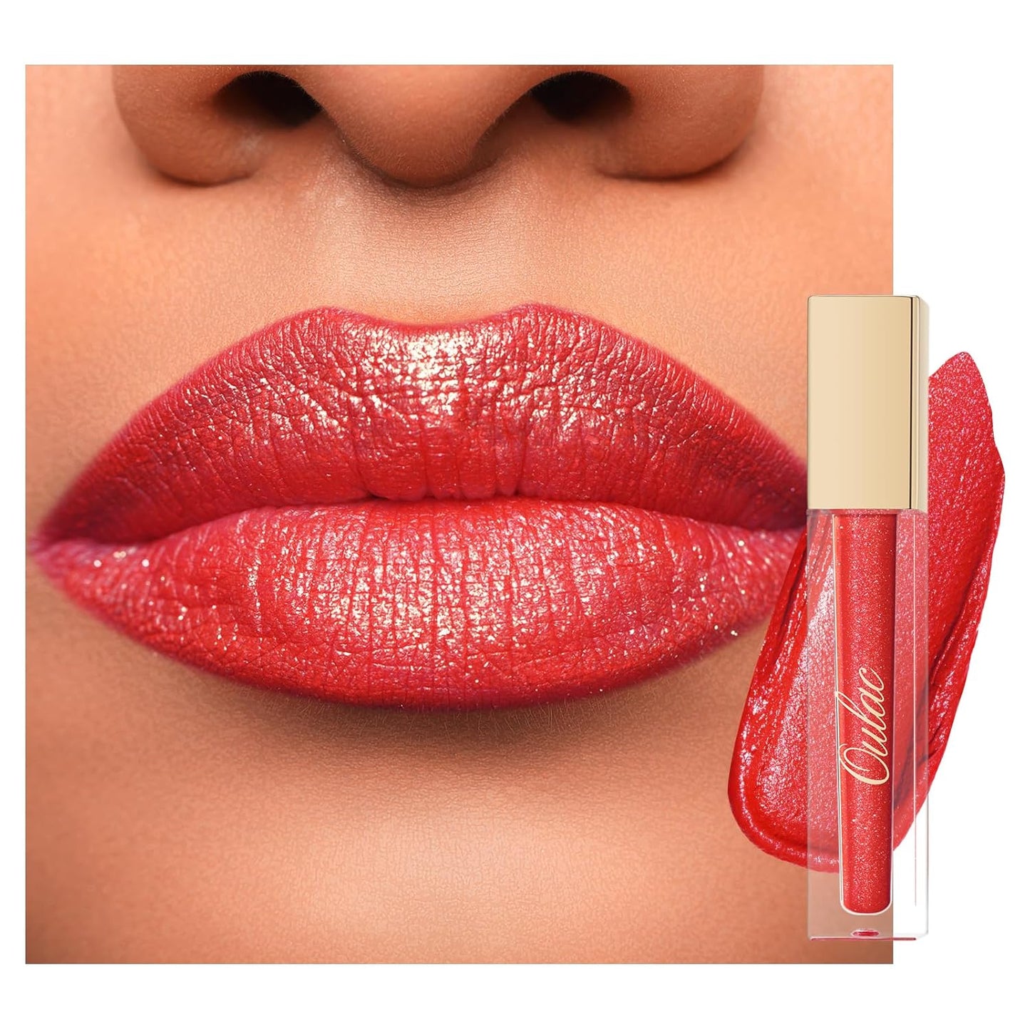 Oulac Red Matte Liquid Lipstick for Women, Orange Red Long Lasting Lipstick Waterproof Lip Stain, No Transfer, Creamy High Pigmented Formula with Rose Oil, Vegan & Cruelty-Free MS06