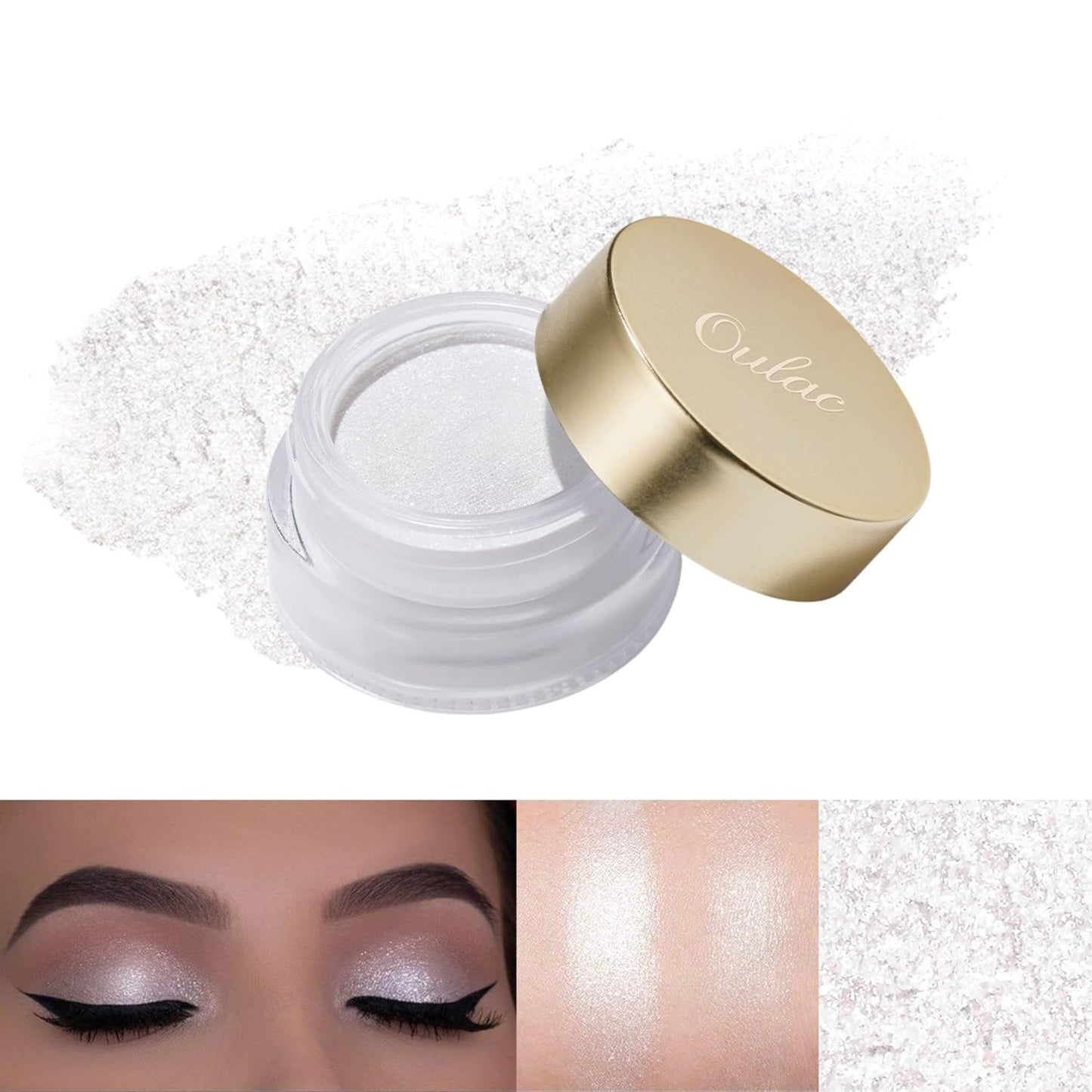 Oulac Shimmer White Cream Eyeshadow Primer| Highlighter Waterproof & Long Lasting Glitter Eyeshadow Natural Color Eye Shadow for Women 6g (01)