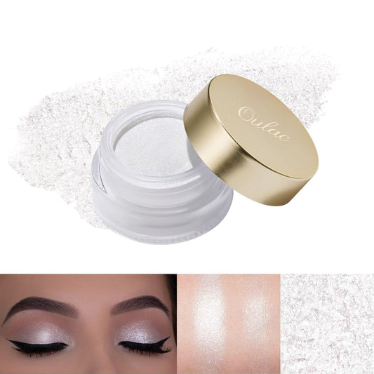 Oulac Shimmer White Cream Eyeshadow Primer| Highlighter Waterproof & Long Lasting Glitter Eyeshadow Natural Color Eye Shadow for Women 6g (01) | alldaygood beauty