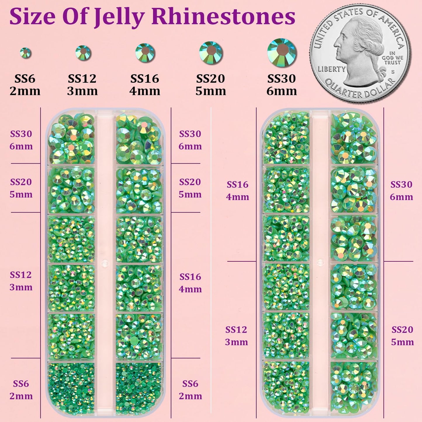 Resin Jelly Rhinestones for Crafting with B7000 Jewelry Glue, 2 Boxes Dark Green AB Flatback Crystals with 3Pcs 10ml Glue, Bedazzling Non Hotfix Gems for DIY Tumblers Clothing Shoes Manicure