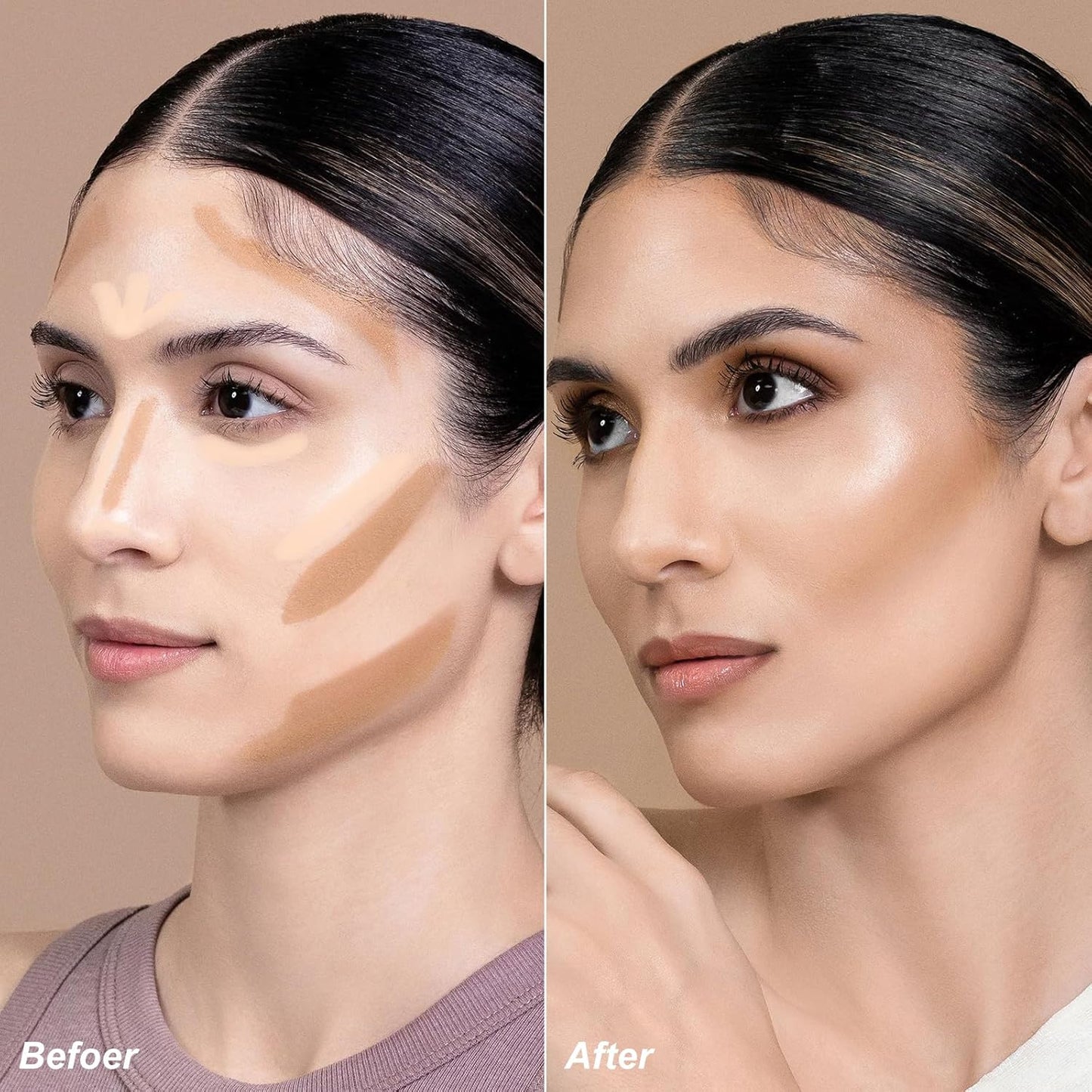 FOCALLURE 2 in 1 Cream Bronzer and Highlighter Stick,Non-greasy & Non-drying Contour Pencil,Easy to Create a Natural Matte Finishing,Long Lasting & Waterproof Face Brighten Make up Pen,VANILLA LIGHT