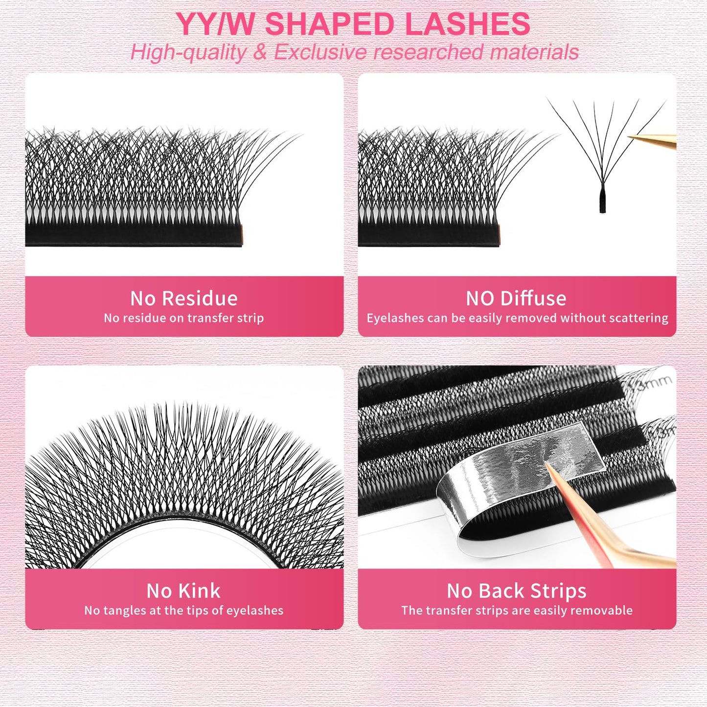 W Lash Extensions Supplies 6D Eyelash Extensions W Shape 0.07mm Thickness C Curl 10mm Premade Fans Easy Fan Lashes Volume Matte Black 12 Rows Crisscross Eye Lashes(W-6D-0.07-C,10mm)