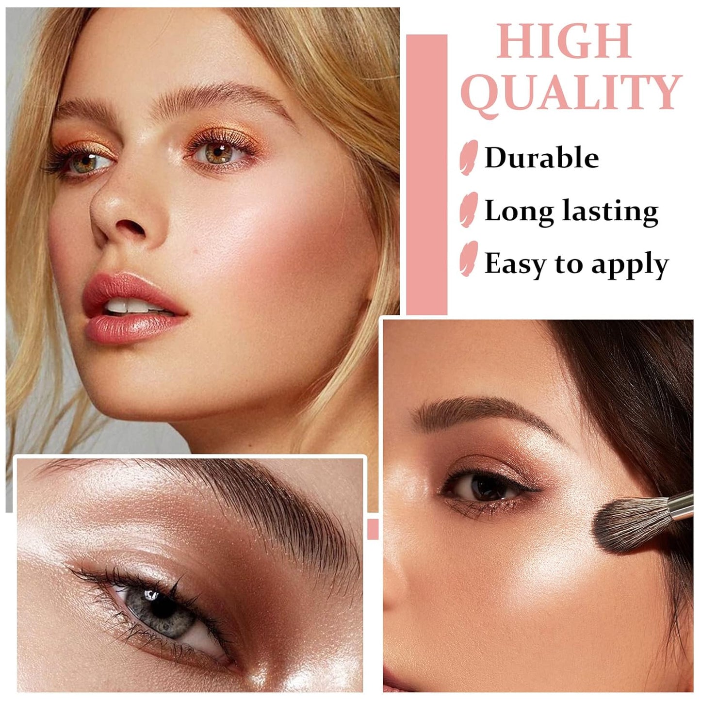 Face White Highlighter Makeup Palette Shimmer Contour Powder Waterproof Long-Lasting, Brightens Face Complexion Contour Illuminator Highlighters Blush Powder Makeup Palette - 01 Pearl White