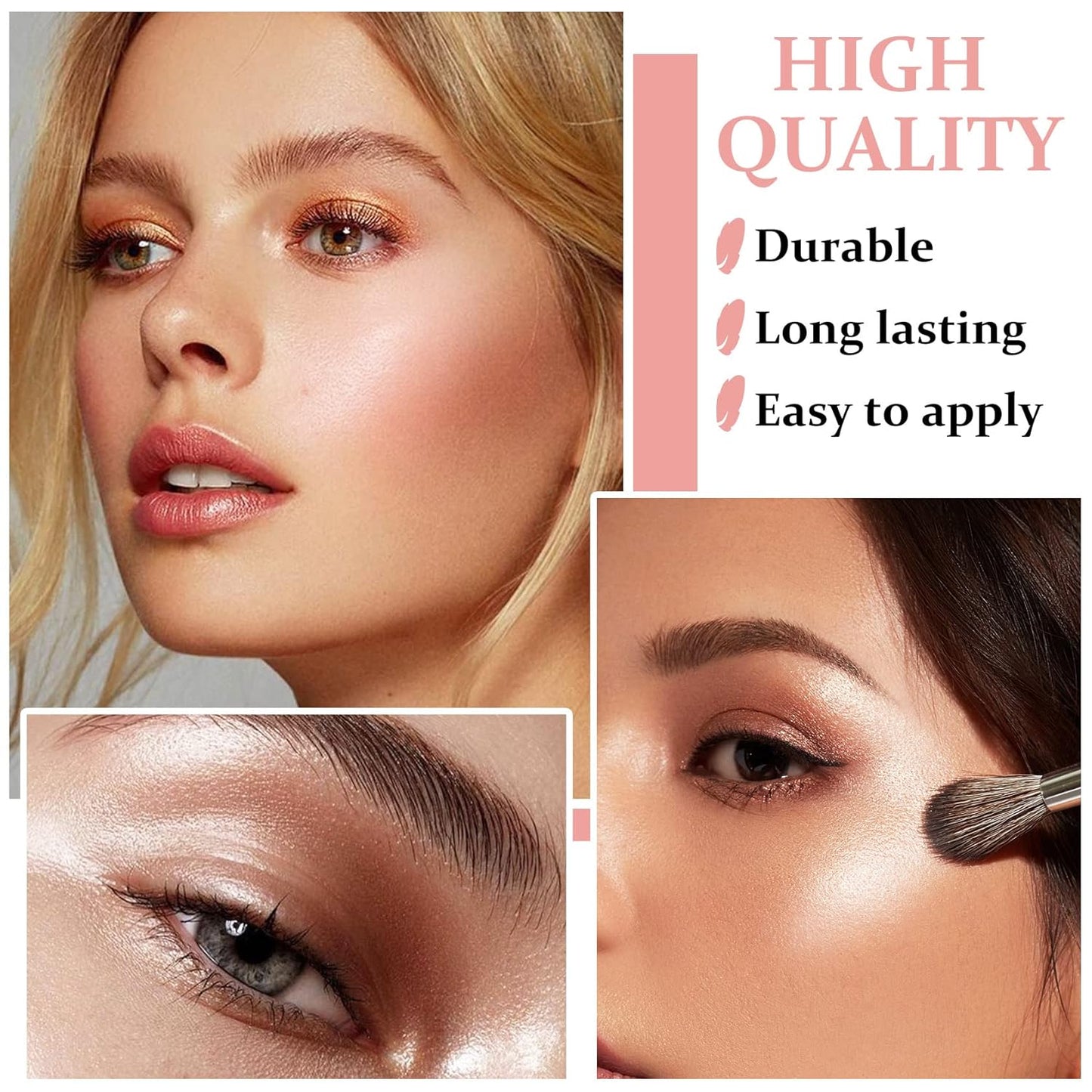 Face Glitter Highlighter Makeup Palette Shimmer Contour Powder Waterproof Long-Lasting, Brightens Face Complexion Contour Illuminator Highlighters Blush Powder Makeup Palette-04 Ginger Color