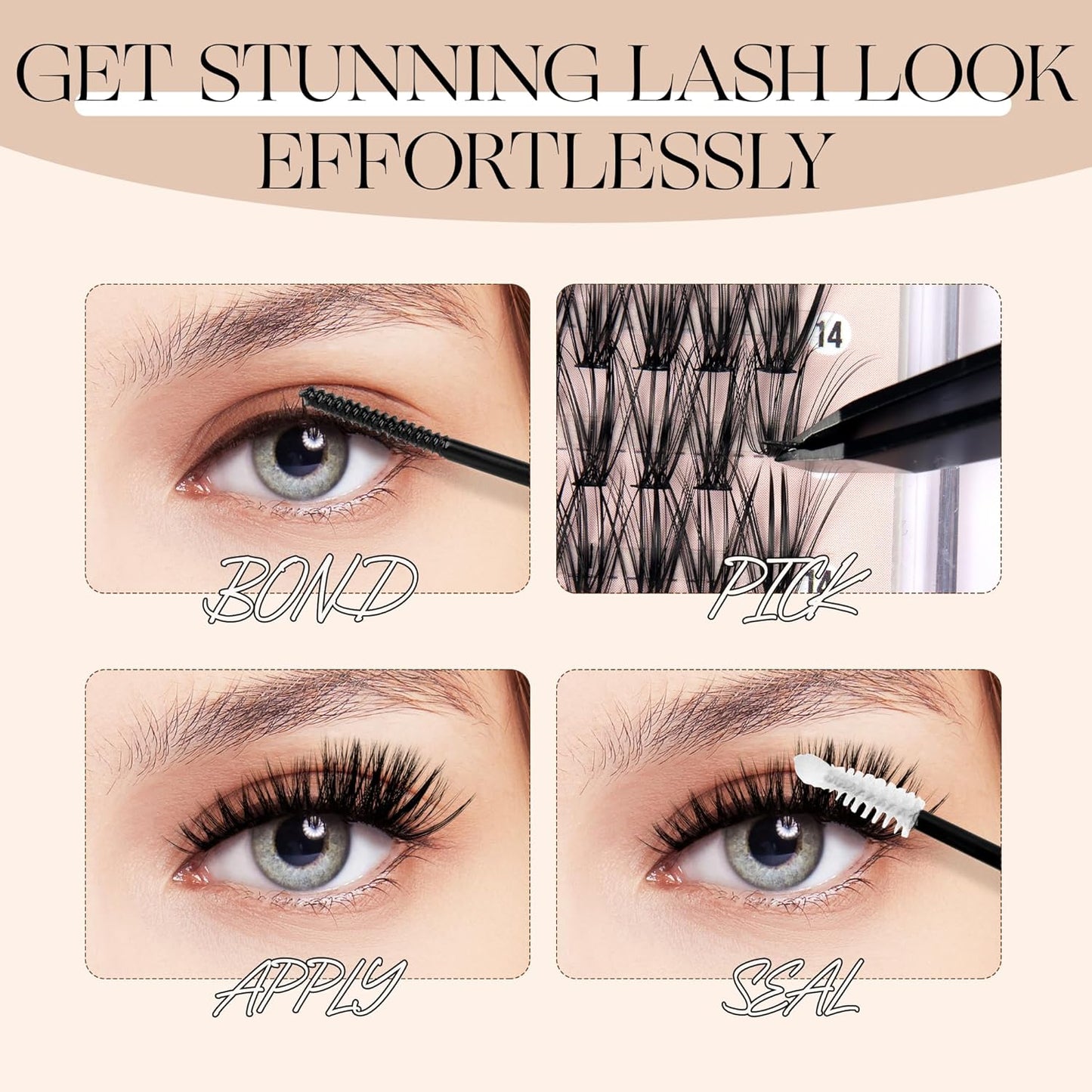 PopUp Lash-Extension-Clusters D Curl Lash Clusters Natural Look Cluster Lashes Extensions Band & Soft Lashes Reusable 9-16mm MIX (30D+40D)