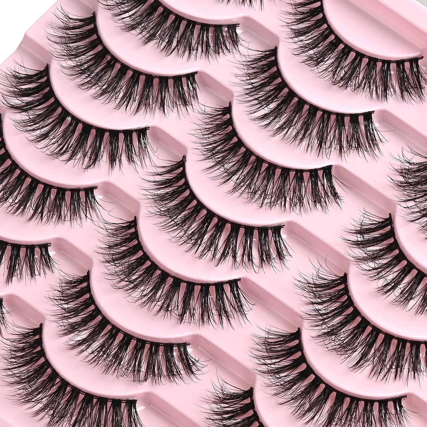 FARRED Natural Eyelashes Wispy Lashes Short False Eyelash Small Cat Eye Fake Lashes Full Pestañas Sets for MUA and Beginners Daily Makeup (F2 | 7-14mm)