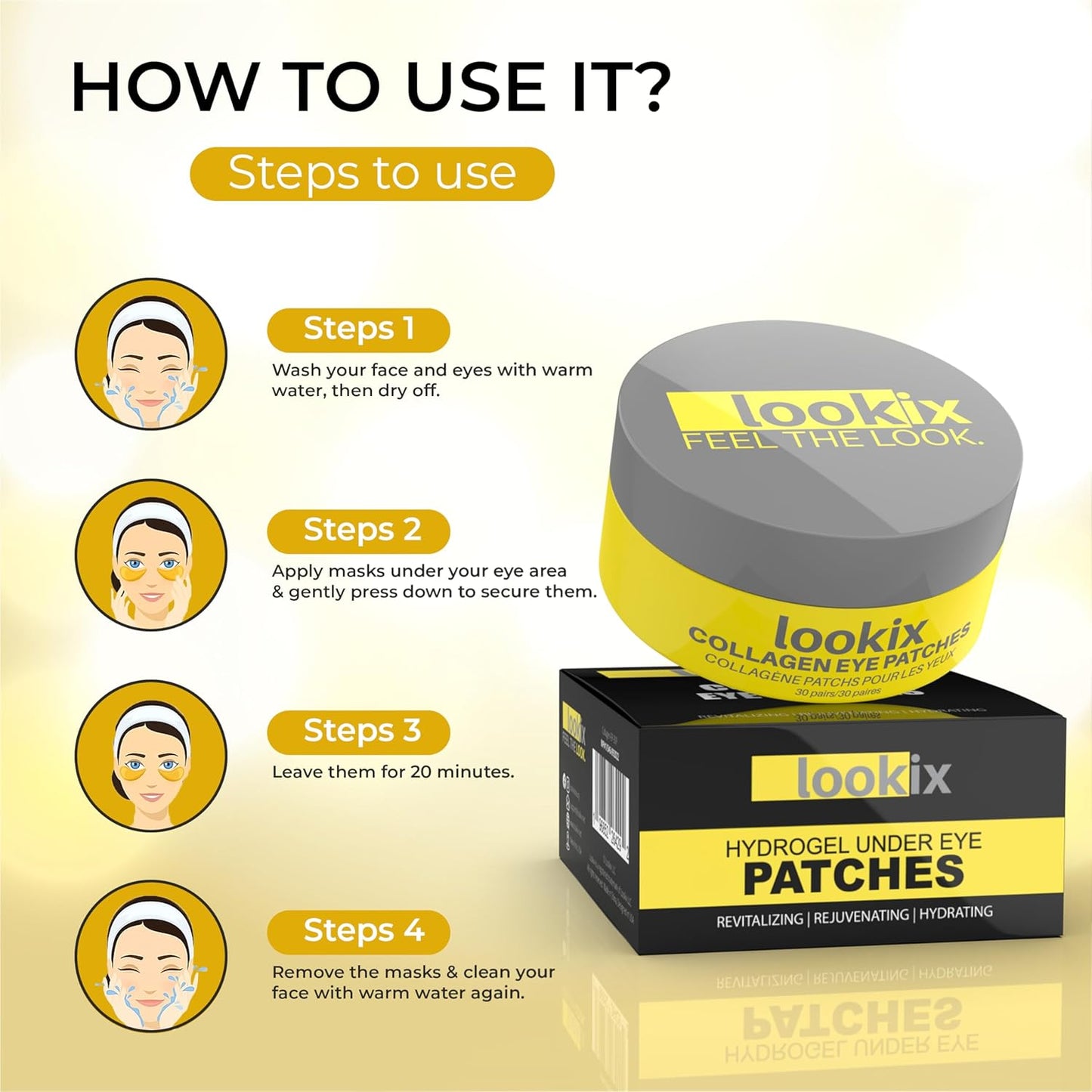 Under Eye Patches - 60 Pcs - Anti-Aging Collagen Eye Mask for Dark Circles, Puffiness & Wrinkles, Refreshes Skin