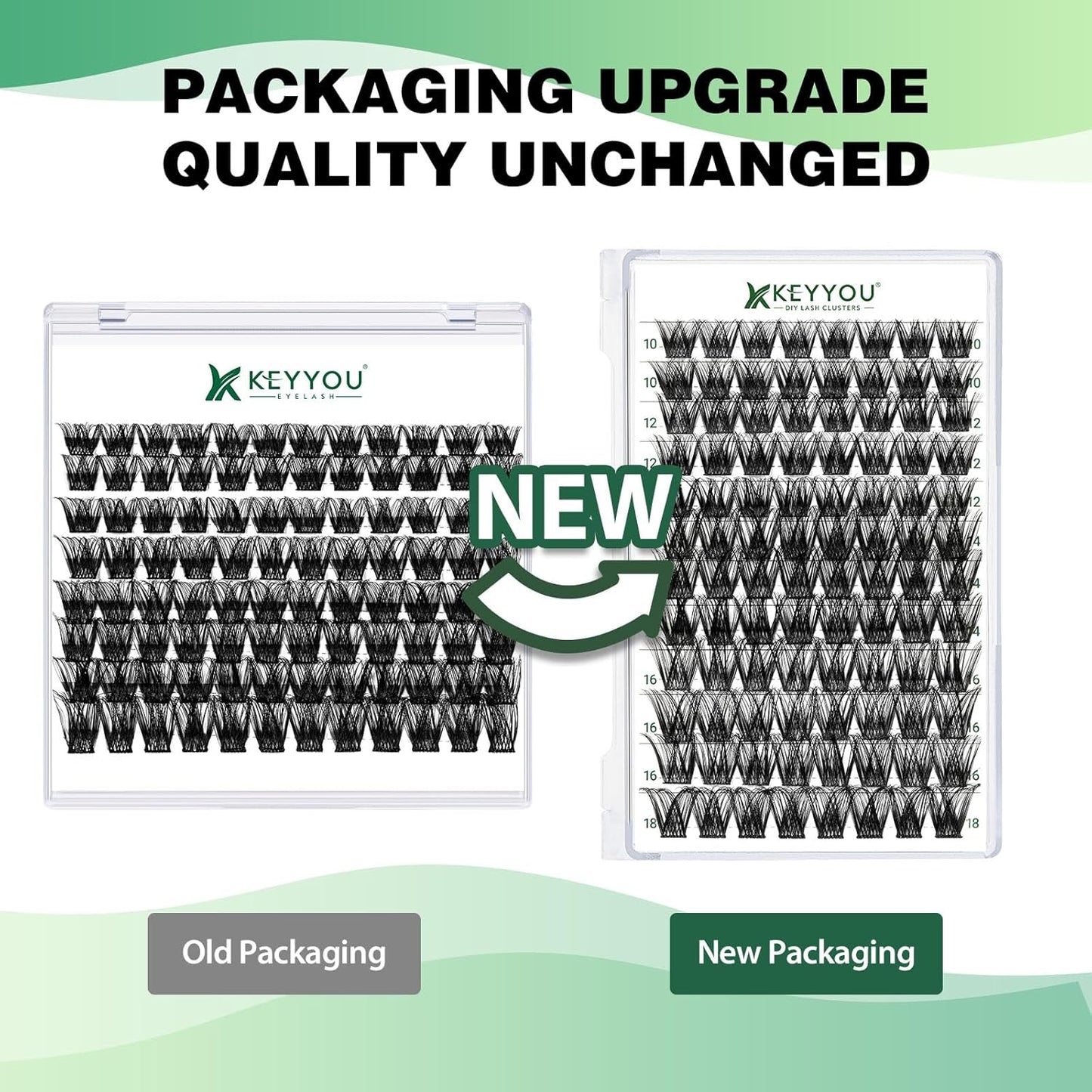 Lash Clusters 96pcs Individual Lashes Y01 D Curl 18mm Cluster Lashes KEYYOU Volume Wispy Lash Extension Soft&Comfortable Easy DIY at Home(Y01,D-18mm)