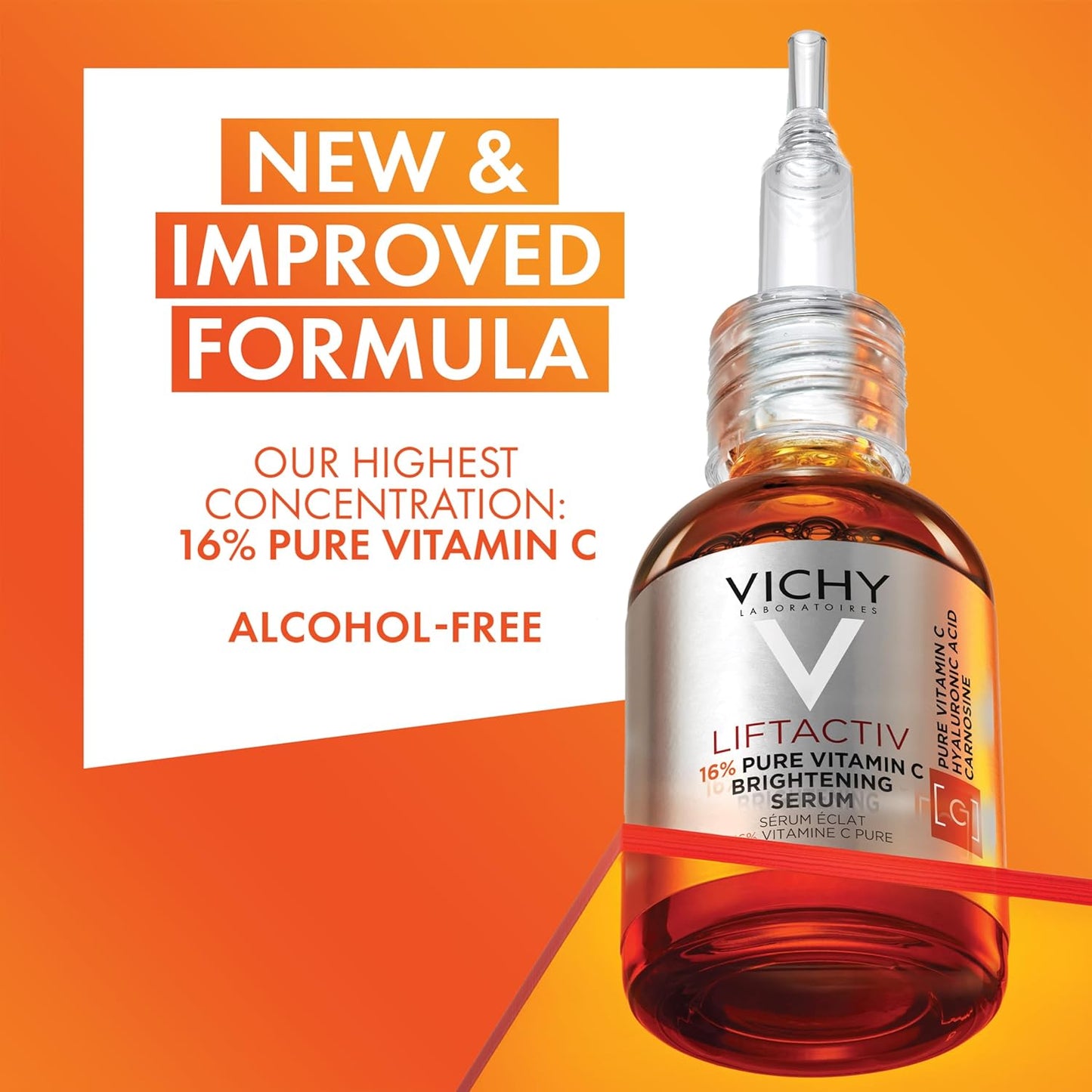 Vichy LiftActiv Vitamin C Serum For Face, Brightening Serum With 16% Pure Vitamin C + Hyaluronic Acid + Vitamin E, Improves Radiance & Firmness, Anti Aging, Protects Skin From Discoloration