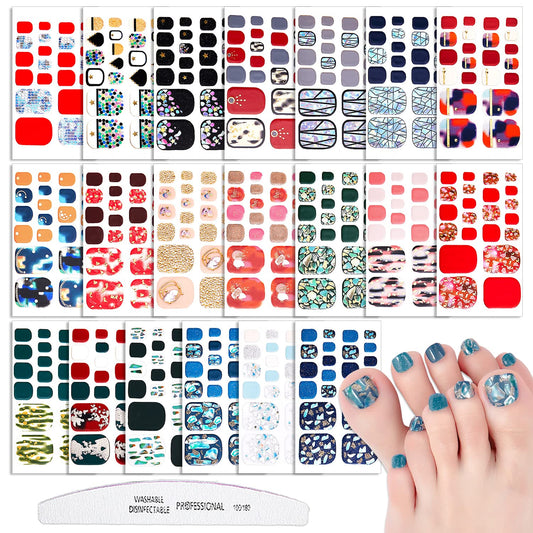 WOKOTO 20 Sheets 440 Pieces Toe Nail Polish Strips for Toes Women Nail Art Wraps Mermaid Gel Nail Strips for Toe Nails Iridescent Shell Flake Design Nail Polish Stickers Stick On Nails for Women | alldaygood beauty