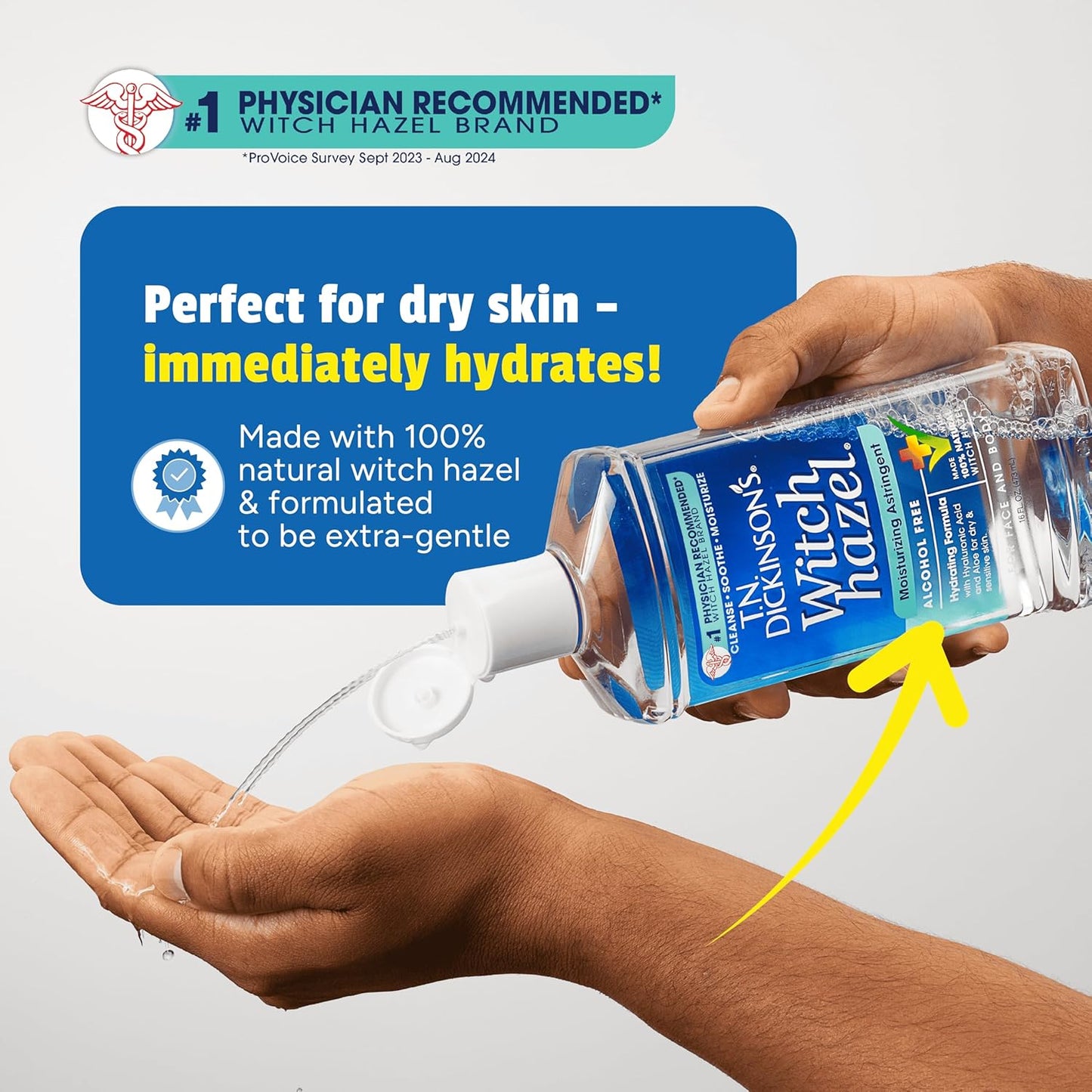 T.N. Dickinson's Witch Hazel Alcohol Free Moisturizing Astringent | 100% Natural Witch Hazel | Calms, Nourishes, Hydrates Skin | for Face & Body | 16 Fl Oz