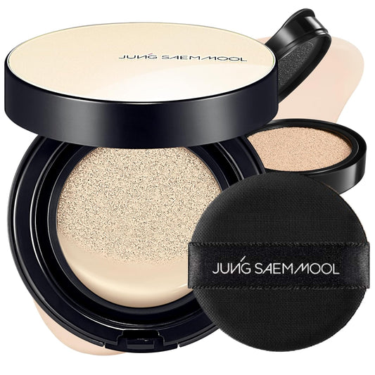 JUNG SAEM MOOL Essential Skin Nuder Cushion 01 Fair 0.98 Fl Oz, Refill Included, SPF 50 Broad Spectrum, Natural Radiant Finish, Lightweight Hydrating Coverage, Korean Cushion Foundation Makeup | alldaygood beauty