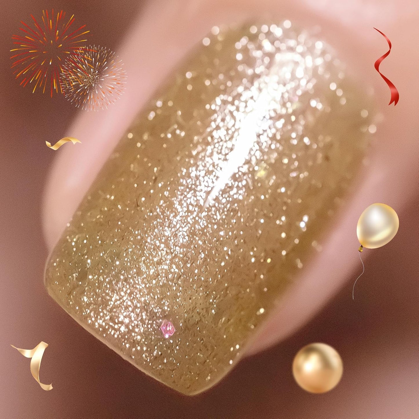 YTD Likomey Nail Gel Color Gel,15ml Sparkling Champagne Gold Glitter Soak Off UV Varnish,Salon Home DIY Nail Art Manicure and Pedicure,CS021