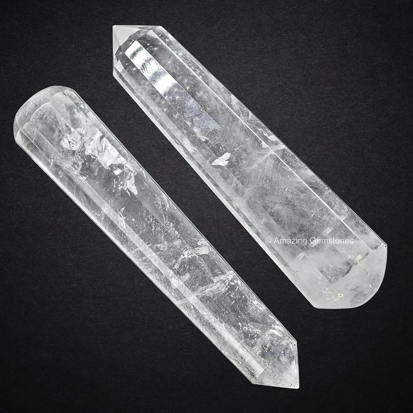 Amazing Gemstone Clear Quartz Crystal Wand Massage Stick - Pelvic Wand Gua Sha for Adults - Crystals and Healing Stones Massage Wands for Adults Gifts (Pointed)