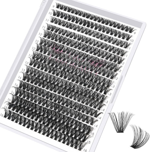 Individual Lashes 60D Mixed 0.05 Lash Clusters 14 Rows that Look Like Eyelash Extensions DIY Lash Extension Self Application At Home (60D-D-9-16mix)