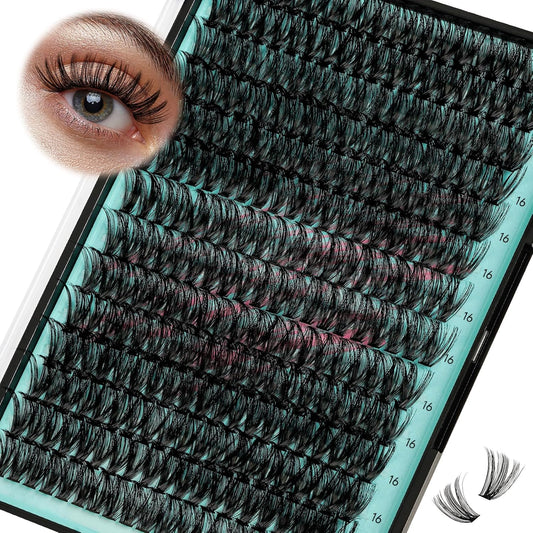 Lash Clusters Wispy 280PCS Eyelash Extension 50D Cluster Lashes Individual Lashes DIY Lash Extension Natural Look Cluster Eyelash Extensions Soft False Eyelashes at Home for Beginners(16mm)