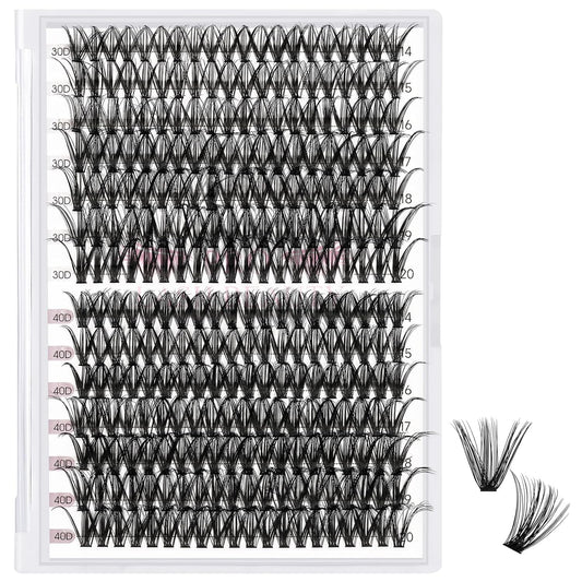 280 Pcs Individual Lashes 40D+50D Mixed Lash Clusters 14 Rows Cluster Lashes that Look Like Eyelash Extensions DIY Lash Extension Self Application At Home (40+50-C-14-20mix)