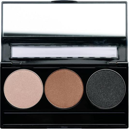 Metallic Shimmer Off White, Gold Bronze Brown, and Glitter Black Vegan Eyeshadow Trio Palette; Talc, Paraben & Cruelty Free | alldaygood beauty