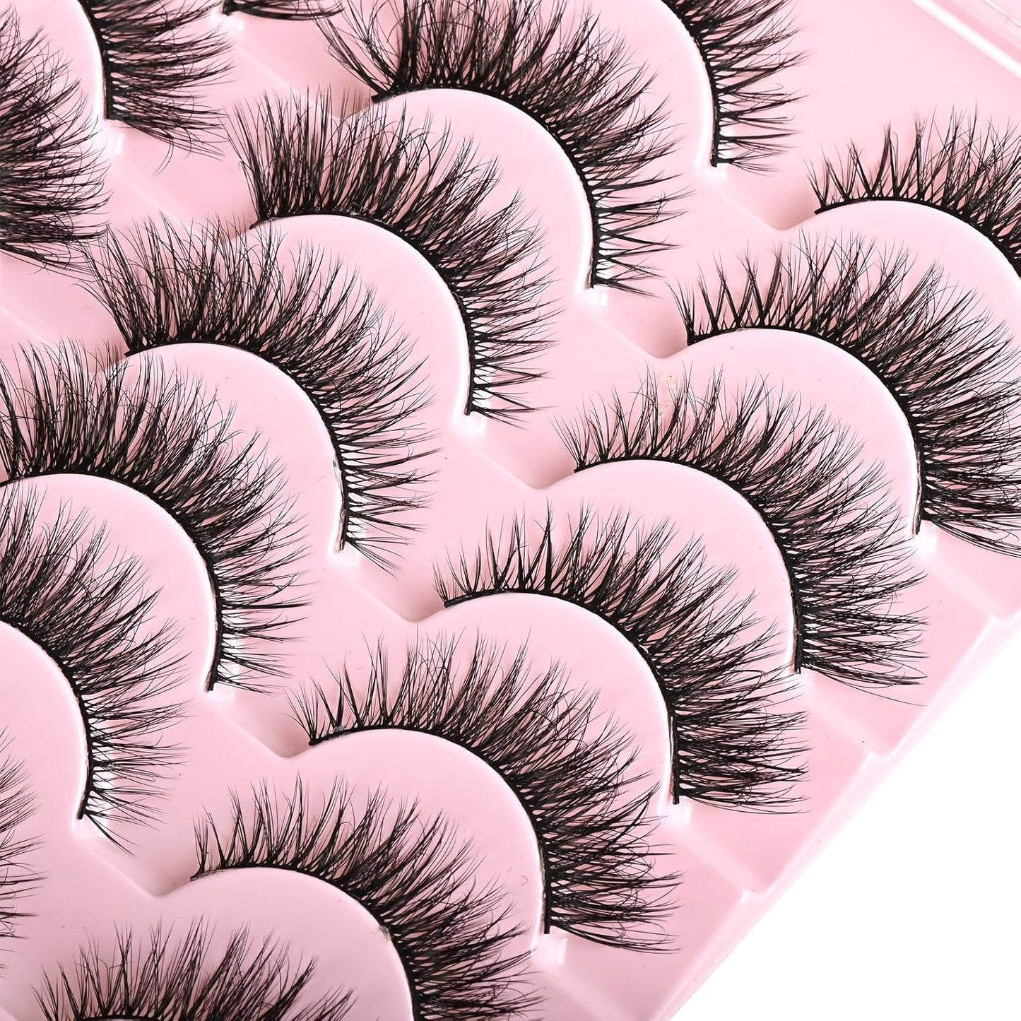 FARRED Cat Eye Lashes Short Natural Eyelashes Fluffy Wispy Lashes 14 Pairs False Lash Wispy Volume Fake Eyelash Faux Mink Strip Lashes Pack for Daily Makeup (F13 | 7-14 mm)