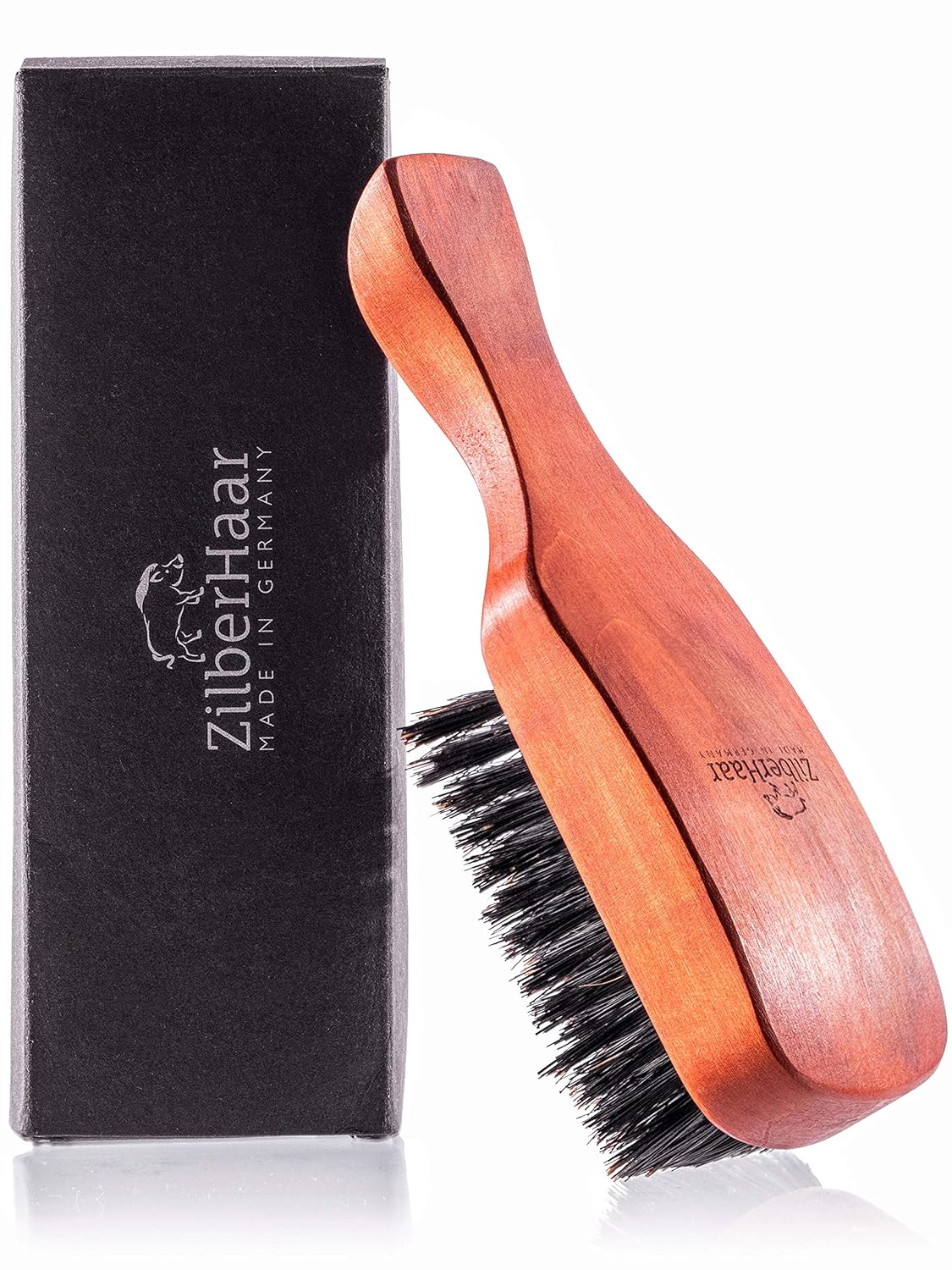 ZilberHaar Major – Men's Hair and Beard Brush – Soft Boar Bristles – Massages and Exfoliates Skin and Scalp – Ideal Men's Grooming Accessory – Made in Europe