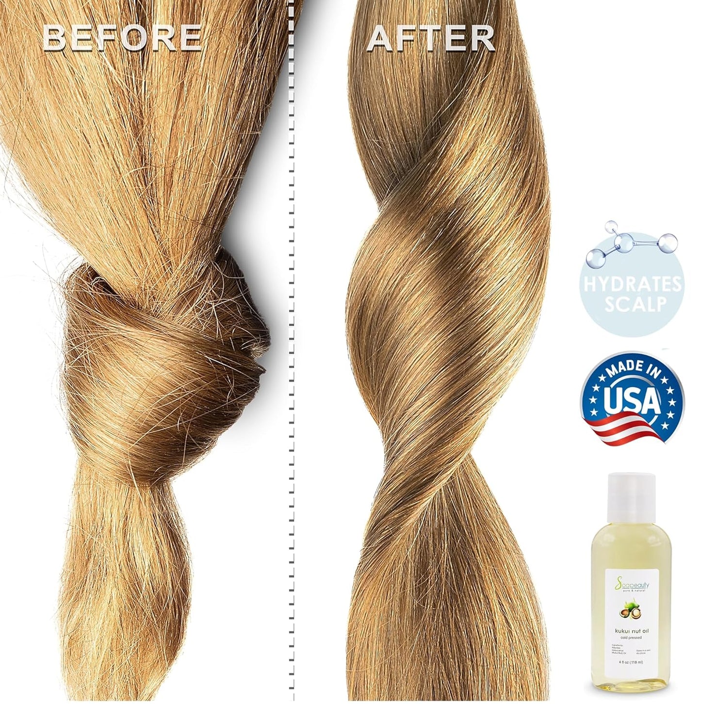 KUKUI NUT OIL Cold Pressed Unrefined | 100% Natural Available in Bulk | Carrier for Essential Oils, Face, Skin, Hair Moisturizer, Soap Making | Sizes 2OZ to 7 LBS | (4 OZ)