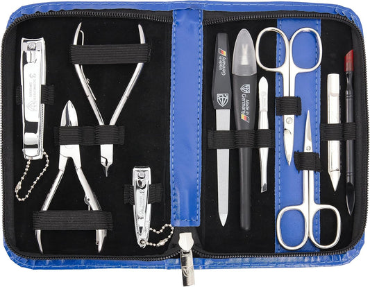 3 Swords Germany - brand quality 11 piece manicure pedicure grooming kit set for professional finger & toe nail care scissors clipper fashion leather case in gift box, Made by 3 Swords | alldaygood beauty