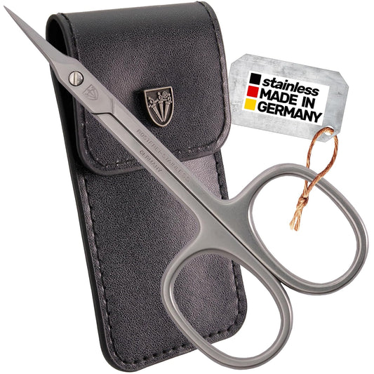 3 Swords Germany - brand quality STAINLESS STEEL INOX CURVED CUTICLE TOWERPOINT SCISSORS (1 PIECE) with case for manicure pedicure - nail care by 3 Swords - Made in Germany