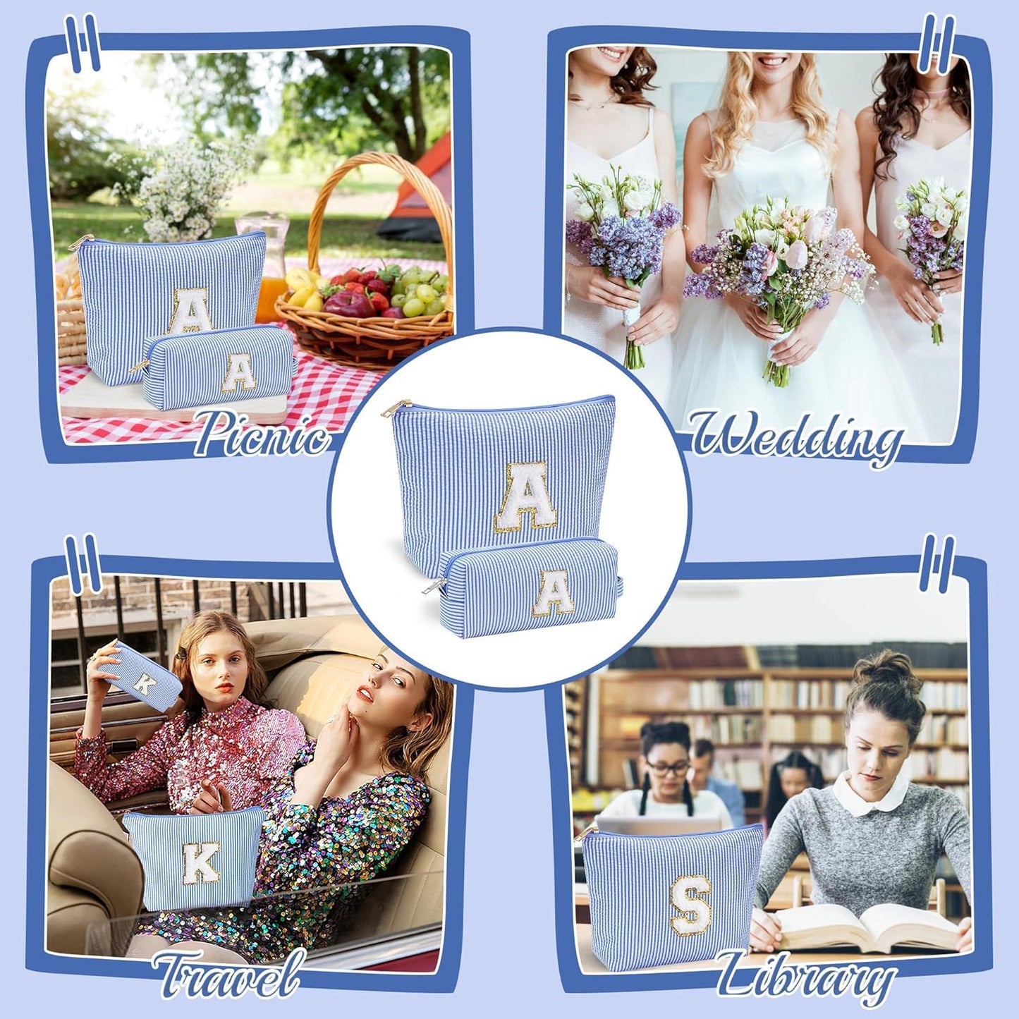 YOOLIFE Teen Girl Gifts | Makeup Bag | Cosmetic Bag | Travel Toiletry Bag | Gifts for Teacher Teen Girls Girlfriend Bridal Shower | Birthday Gifts for Kids | 15 14 13 Year Old Girl Gifts Blue A