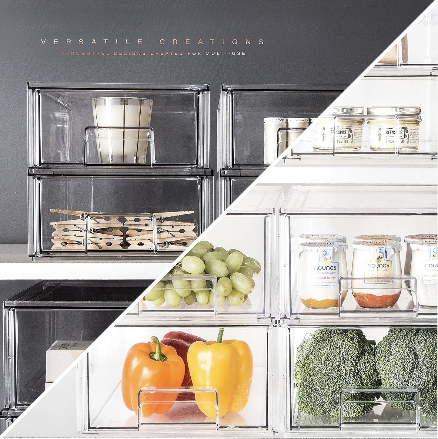 BINO | Stackable Storage Drawers, Small - Clear | THE CRATE COLLECTION | Storage Bins With Drawers | Bathroom Organizers | Under Sink Organizer | Vanity Cabinet Home Organization