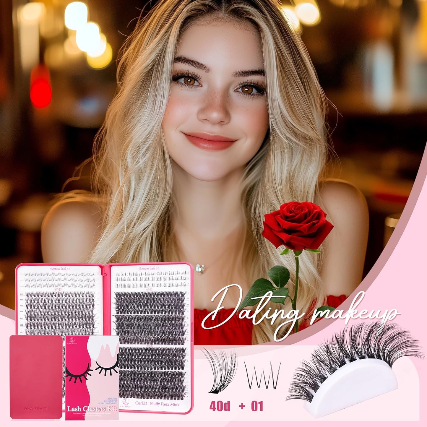 Lash Clusters - Lash Clusters with Bottom Lashes Lash Clusters 30D40D50D60D Fluffy Wispy EyeLash Clusters D Curl No Adhesives Included