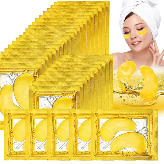 Gold Under Eye Patches - 30 Pairs Golden Glow Under Eye Patches for Dark Circles,Gold Moisturizing Eye Skin Mask for Women,Eye Dark Circles Masks for Bags and Wrinkles