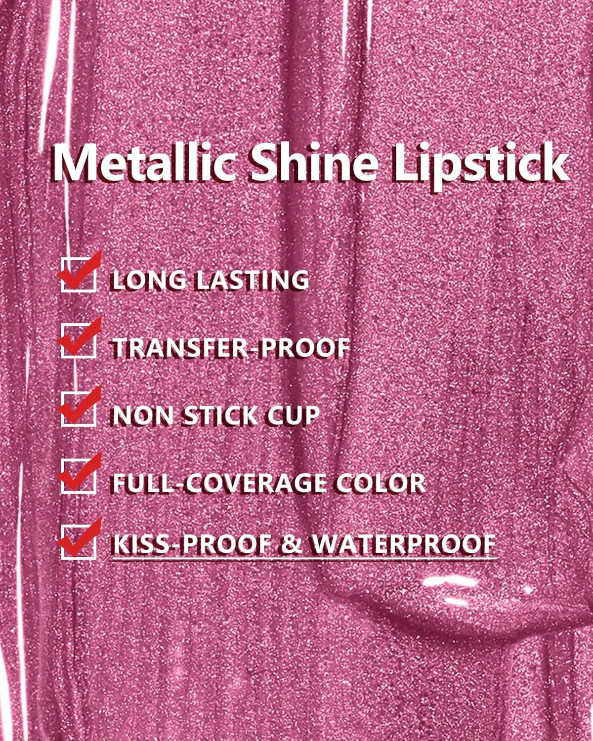 MAKI YIKA Metallic Pink Lipstick Long Lasting Hot Pink Lipsticks for Women, High Shine Glitter Lipstick No Smudge Transferproof Liquid Lip Gloss (BR01 Love Story)