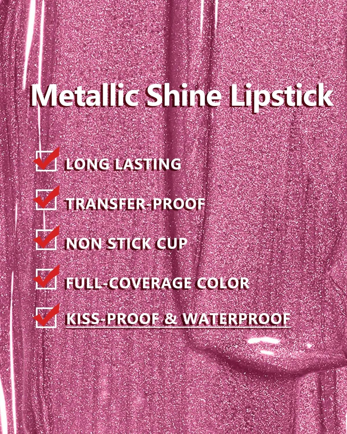 MAKI YIKA Red Lipstick for Women Metallic Lipsticks Glitter Long Lasting Lipstick No Smudge No Transfer Liquid Lip Gloss (BR03 Be Happy)