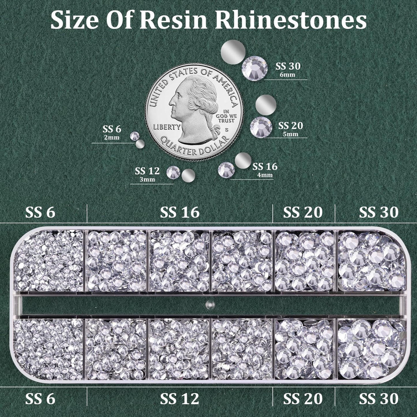 Resin Rhinestones for Crafting with B7000 Jewelry Glue, 1 Box Clear Flatback Crystals with 3Pcs 10ml Glue for Bedazzling Crafts DIY Nail Art Makeup，Non Hotfix Gems for Clothing Shoes