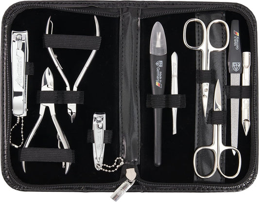 3 Swords Germany - brand quality 10 piece manicure pedicure grooming kit set for professional finger & toe nail care scissors clipper fashion leather case in gift box, Made by 3 Swords (00286) | alldaygood beauty