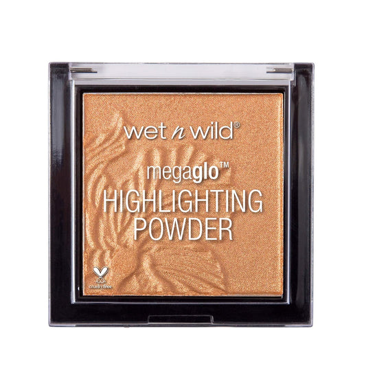 wet n wild MegaGlo Highlighting Powder, Highlighter Makeup, Shimmer Glow, Deep Gold Awesome Blossom | alldaygood beauty