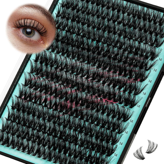 Lash Clusters Wispy 280PCS Eyelash Extension 70D Cluster Lashes Individual Lashes DIY Lash Extension Natural Look Cluster Eyelash Extensions Soft False Eyelashes at Home for Beginners(14mm)